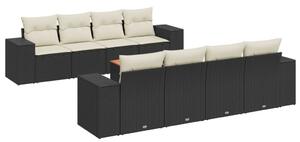 VidaXL Polyrattan Kerti Ülőgarnitúra - 9 részes - Fekete