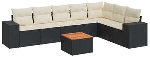 VidaXL Polyrattan Kerti Ülőgarnitúra - 8 részes - Fekete