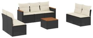 VidaXL Polyrattan Kerti Ülőgarnitúra - 8 részes - Fekete