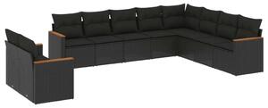 VidaXL Polyrattan Kerti Ülőgarnitúra - 10 részes - Fekete