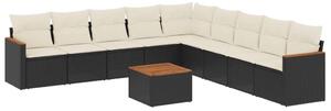 VidaXL Polyrattan Kerti Ülőgarnitúra - 10 részes - Fekete
