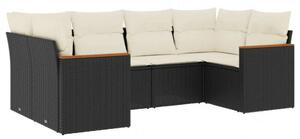 VidaXL Polyrattan Kerti Ülőgarnitúra - 6 részes - Fekete