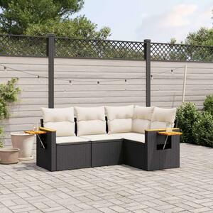 VidaXL Polyrattan Kerti Ülőgarnitúra - 4 részes - Fekete