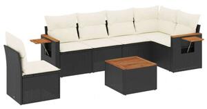 VidaXL Polyrattan Kerti Ülőgarnitúra - 7 részes - Fekete