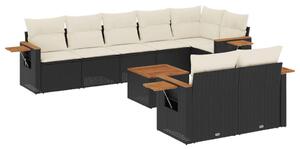 VidaXL 9 részes Kerti Ülőgarnitúra - Fekete Polyrattan