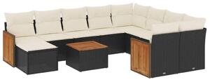 VidaXL Polyrattan Kerti Ülőgarnitúra - 11 részes - Fekete