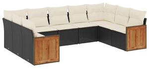 Polyrattan Kerti Ülőgarnitúra - 9 részes - Fekete