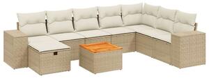 VidaXL Polyrattan Kerti Ülőgarnitúra - 9 részes - Bézs