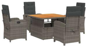 Polyrattan Kerti Étkezőgarnitúra - 5 részes - Szürke