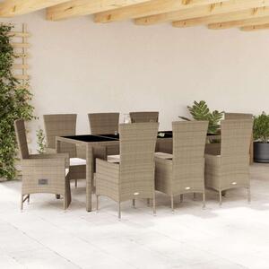 VidaXL Polyrattan Kerti Étkezőgarnitúra - 9 részes - Bézs