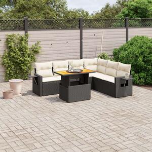 VidaXL Polyrattan Kerti Ülőgarnitúra - 7 részes - Fekete