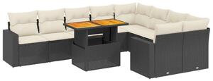VidaXL Polyrattan Kerti Ülőgarnitúra - 10 részes - Fekete