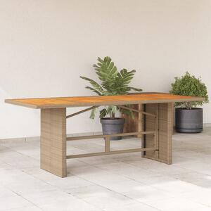 VidaXL bézs polyrattan akácfa lapos kerti asztal 190 x 80 x 74 cm