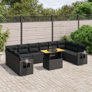 VidaXL Polyrattan Kerti Ülőgarnitúra - 11 részes - Fekete