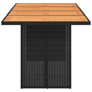 VidaXL fekete polyrattan akácfa lapos kerti asztal 190 x 80 x 74 cm
