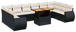 VidaXL Polyrattan Kerti Ülőgarnitúra - 11 részes - Fekete