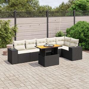 VidaXL Polyrattan Kerti Ülőgarnitúra - 7 részes - Fekete