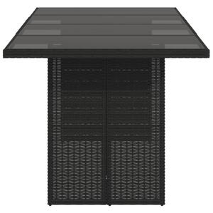 VidaXL fekete polyrattan üveglapos kerti asztal 190x80x74 cm