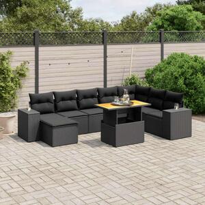 VidaXL Polyrattan Kerti Ülőgarnitúra - 9 részes - Fekete