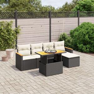 VidaXL Polyrattan Kerti Ülőgarnitúra - 6 részes - Fekete