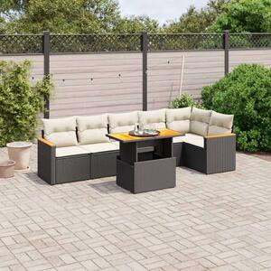 VidaXL Polyrattan Kerti Ülőgarnitúra - 7 részes - Fekete