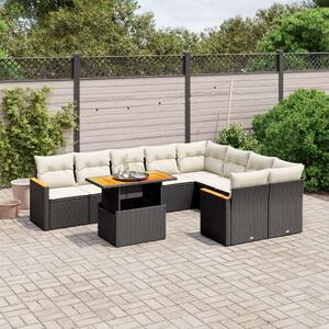 VidaXL Polyrattan Kerti Ülőgarnitúra - 10 részes - Fekete