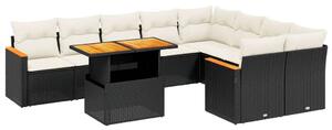VidaXL Polyrattan Kerti Ülőgarnitúra - 10 részes - Fekete