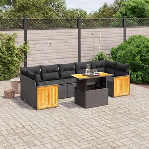 VidaXL 8 részes Kerti Ülőgarnitúra - Fekete Polyrattan