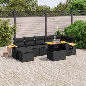 VidaXL Polyrattan Kerti Ülőgarnitúra - 8 részes - Fekete