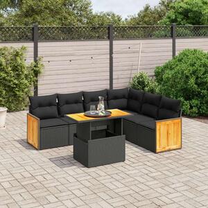 VidaXL Polyrattan Kerti Ülőgarnitúra - 7 részes - Fekete