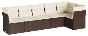 Polyrattan Kerti Ülőgarnitúra - 6 Személyes - Barna