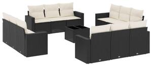 Polyrattan Kerti Ülőgarnitúra - 13 részes - Fekete