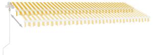 VidaXL sárga-fehér automata póznás napellenző 500 x 350 cm