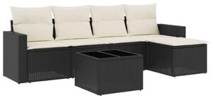 VidaXL Polyrattan Kerti Ülőgarnitúra - 6 részes - Fekete