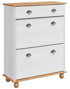 VidaXL Cipőszekrény fiókkal Fehér 85 x 35 x 108 cm Tömör fenyőfa