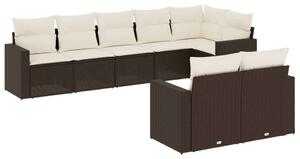 Polyrattan Kerti Ülőgarnitúra - Barna - 8 részes