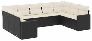 VidaXL Polyrattan Kerti Ülőgarnitúra - 9 részes - Fekete