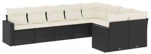 VidaXL Polyrattan Kerti Ülőgarnitúra - 9 részes - Fekete