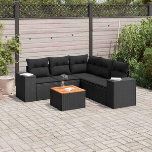 VidaXL Polyrattan Kerti Ülőgarnitúra - 6 részes - Fekete