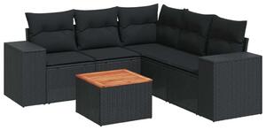 VidaXL Polyrattan Kerti Ülőgarnitúra - 6 részes - Fekete
