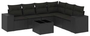 VidaXL Polyrattan Kerti Ülőgarnitúra - 7 részes - Fekete