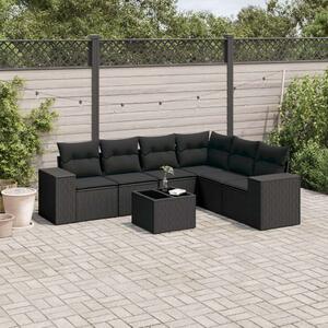 VidaXL Polyrattan Kerti Ülőgarnitúra - 7 részes - Fekete