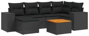 VidaXL Polyrattan Kerti Ülőgarnitúra - 7 részes - Fekete