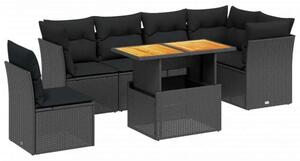 VidaXL Polyrattan Kerti Ülőgarnitúra - 7 részes - Fekete