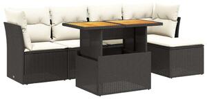 VidaXL Polyrattan Kerti Ülőgarnitúra - 6 részes - Fekete