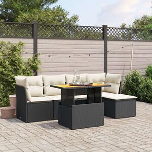 VidaXL Polyrattan Kerti Ülőgarnitúra - 6 részes - Fekete