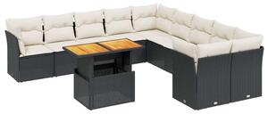 VidaXL Polyrattan Kerti Ülőgarnitúra - 11 részes - Fekete
