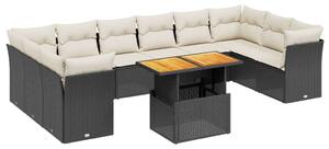 VidaXL Polyrattan Kerti Ülőgarnitúra - 11 részes - Fekete