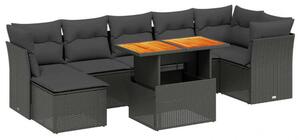 VidaXL Polyrattan Kerti Ülőgarnitúra - 8 részes - Fekete