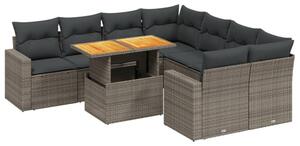 VidaXL Polyrattan Kerti Ülőgarnitúra - 9 részes - Fekete